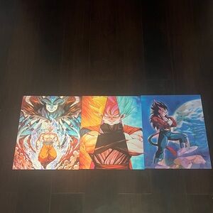 Colorful Dragon-Inspired Triptych Wall Art - Vibrant Home Art 3D posters